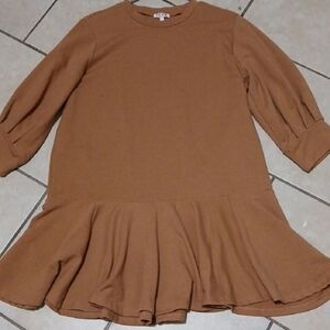TCEC Womens Size L Tan Long Sleeve Pelum Mini Dress